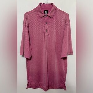 FootJoy Lisle Heather Stripe Golf Polo Shirt Pink/Blue Size Medium
